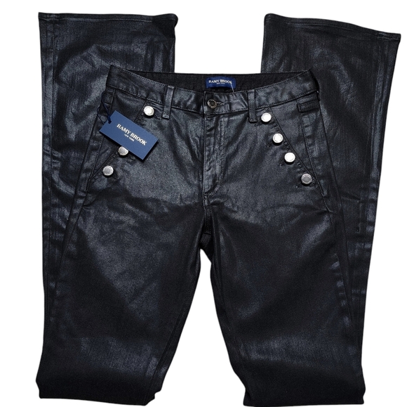 NWT Ramy Brook Black Coated Helena Pants Size 25 - Picture 4 of 12